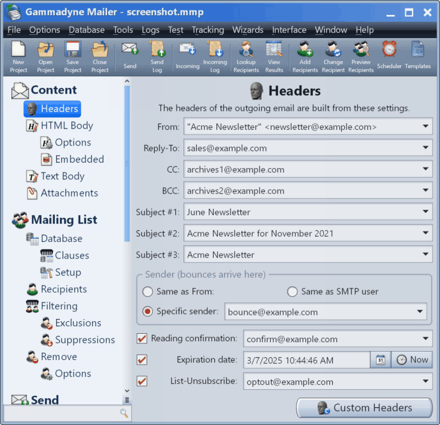 Gammadyne Mailer - Bulk mailer with database and HTML support.