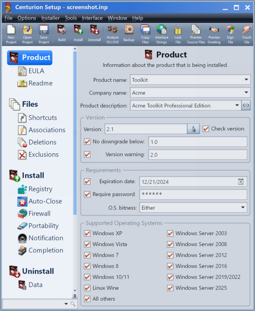 Builds a professional software installer in a self-contained executable.